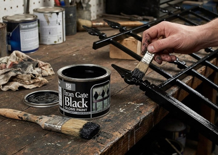 151 PAINT VARNISH COATING TIN IRON GATE BLACK GLOSS PAINT 180ML. DY014A
