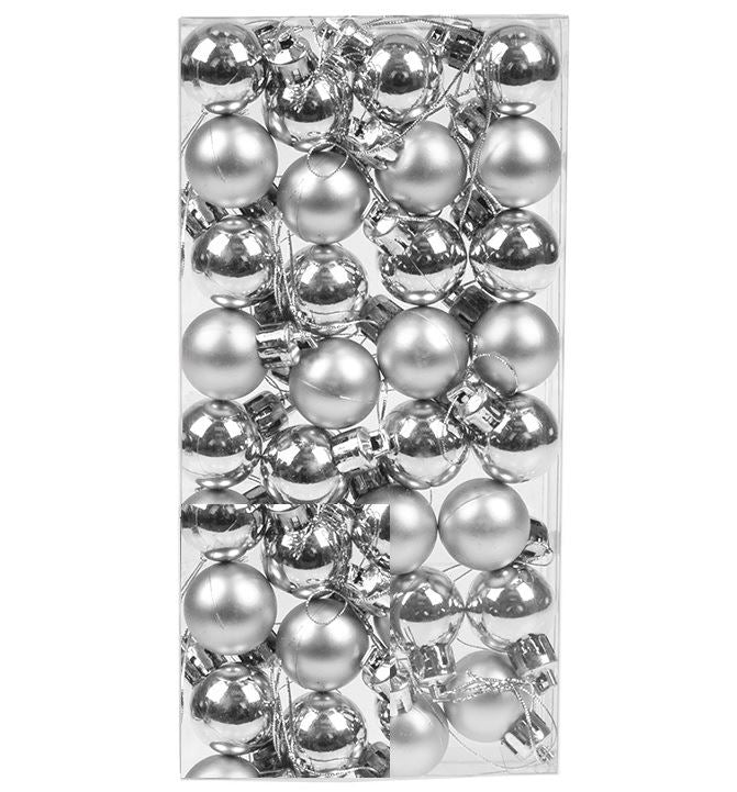PACK OF 32 SILVER SHINY AND MATT CHRISTMAS TREE BAUBLES. 513225S \\\451837S