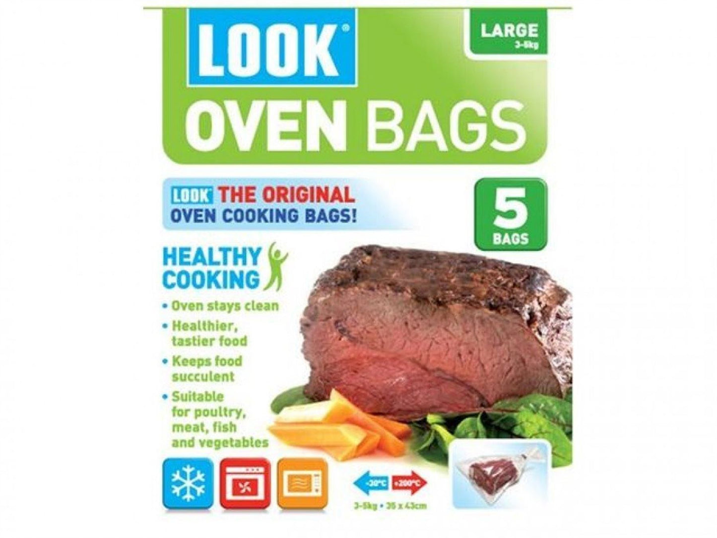 LOOK HEALTHY COOKING OVEN BAGS LARGE  35 X 43CM PACXK OF 5. 4M5LUK \\\4M5LUK