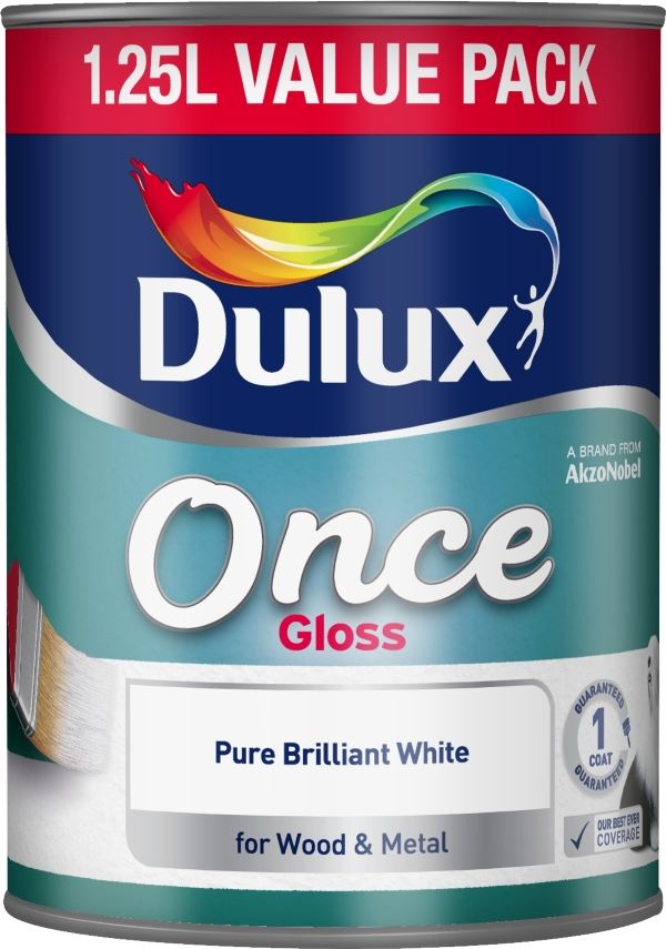 DULUX ONCE GLOSS PURE BRILLIANT WHITE 1.25L. 5091030