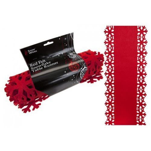 CHRISTMAS DECORATION TABLE RUNNER FELT RED SNOWFLAKE XMAS DESIGN 2M. PI505004 \\\505004