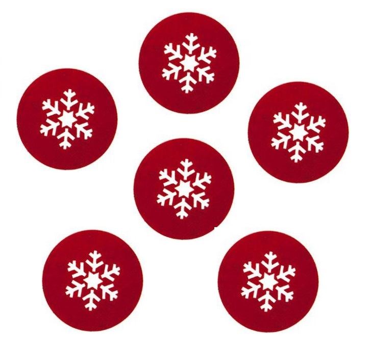 6 PACK FELT SNOWFLAKE COASTER. 505005 \\\505005