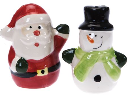 CHRISTMAS NOVELTY SALT AND PEPPER SHAKER SANTA SNOWMAN. PI505015 \\\505015