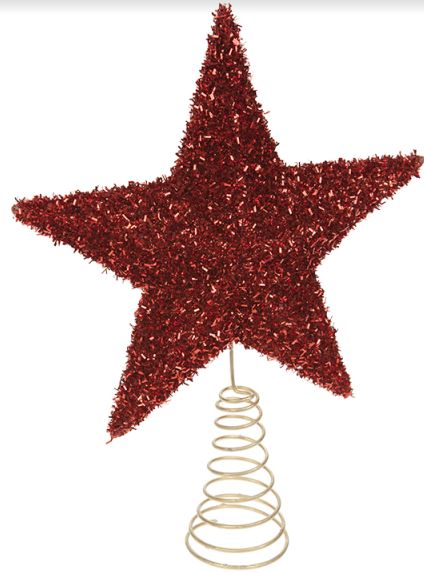 CHRISTMAS TREE TOPPER STAR DESIGN WITH FLECK FINISH RED. 512000R \\\512000R