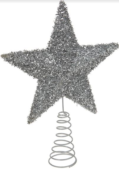 CHRISTMAS TREE TOPPER STAR DESIGN WITH FLECK FINISH SILVER. 512000S \\\512000S