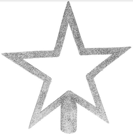 CHRISTMAS TREE TOPPER STAR DESIGN WITH GLITTER FINISH SILVER. 512007S \\\512007S