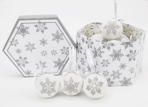 14 PACK 75MM CHRISTMAS TREE BAUBLE FROSTED SNOWFLAKE. 513001 \\\513001