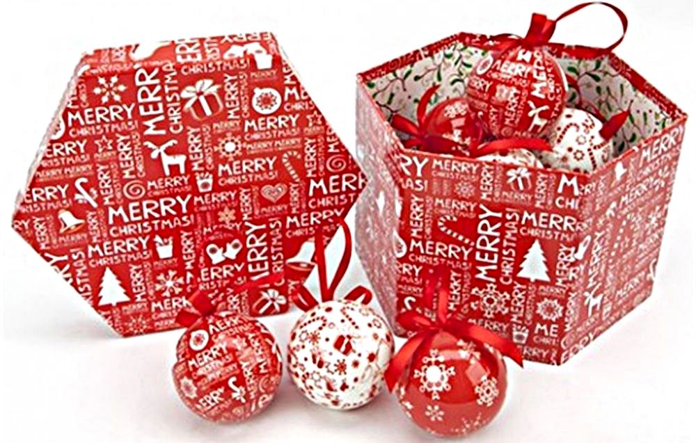 14 RED DELUXE POLYFOAM CHRISTMAS BAUBLES IN BOX. PI513004 \\\513004