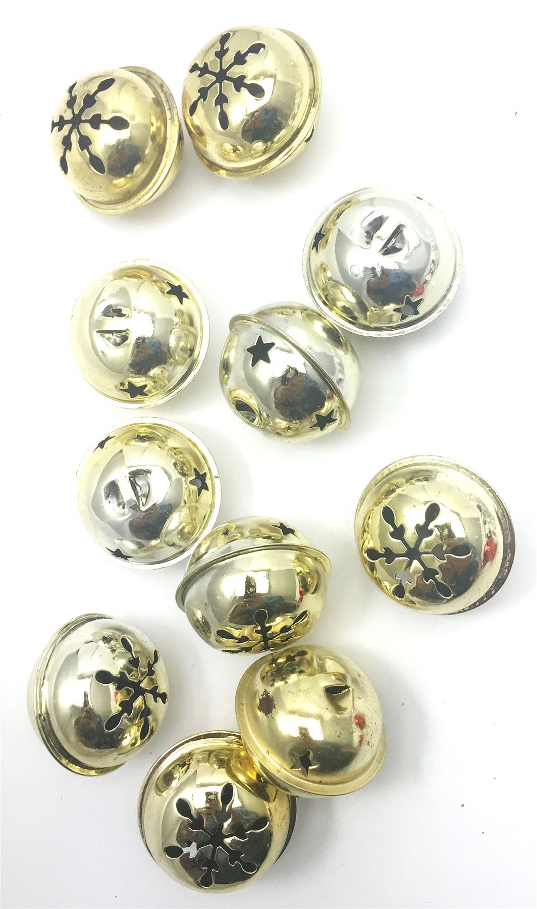 12 GOLD CHRISTMAS JINGLE BELL BAUBLES 40MM. 513006G \\\513006G