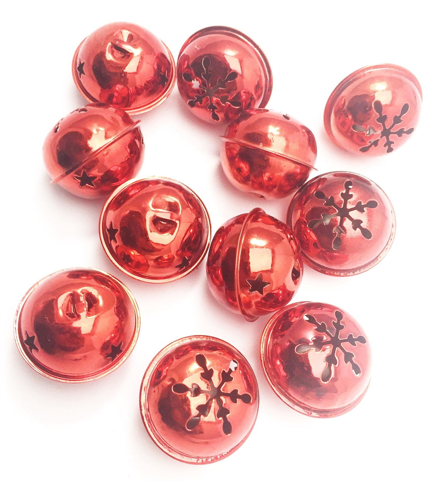 12 RED CHRISTMAS JINGLE BELL BAUBLES 40MM. 513006R \\\513006R