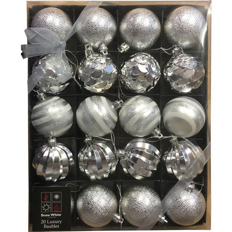 SET OF 20 LUXURY BAUBLES SILVER. PI513139S \\\513139S