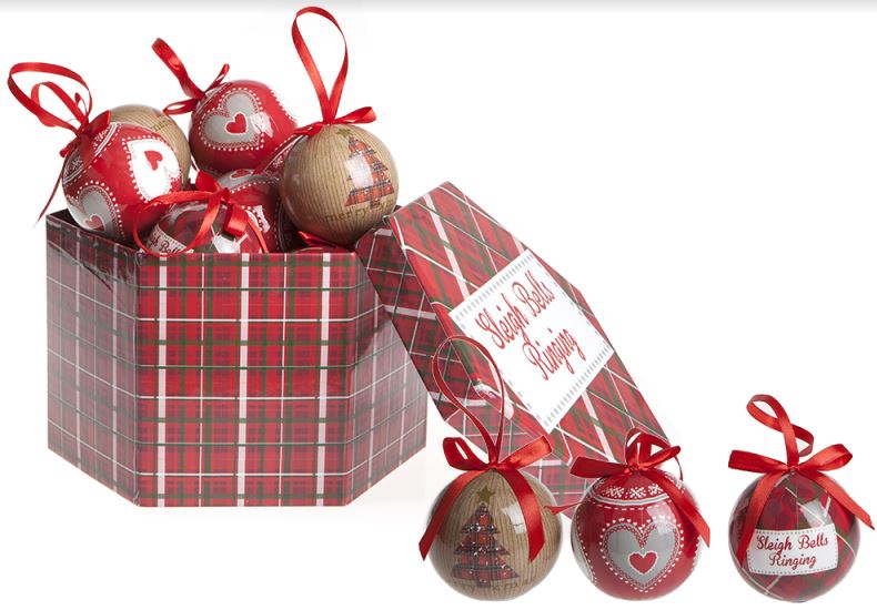14 RED SLEIGH BELLS RINGING DELUXE POLYFOAM CHRISTMAS BAUBLES IN BOX. PI513246 \\\513246