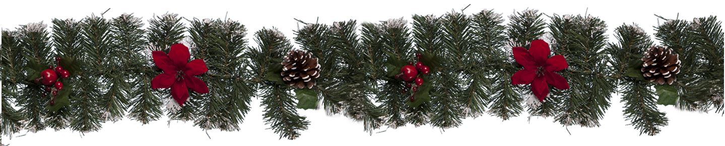 2M DELUXE POINSETTIA AND CONE GARLAND CHRISTMAS DECORATION. 514034 \\\514034