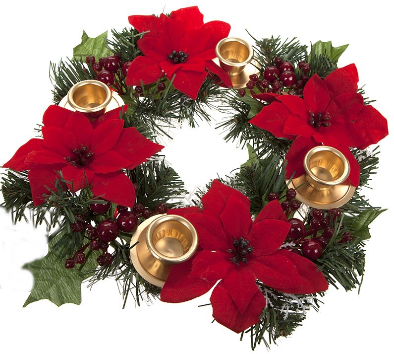 POINSETTIA CANDLE HOLDER WREATH. PI514035 \\\514035
