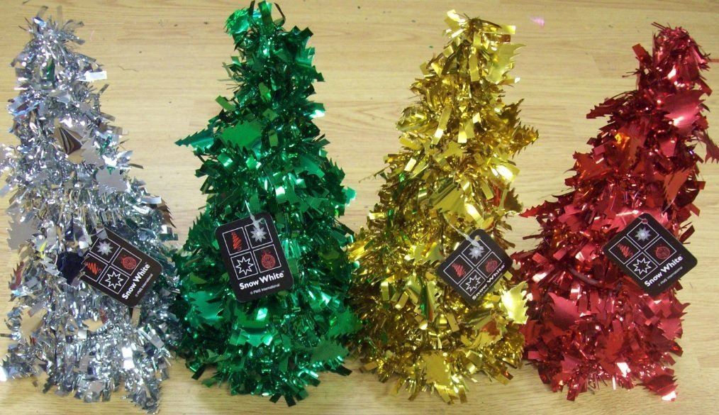FOIL TINSEL TABLE TOP CHRISTMAS TREE OFFICE DESK XMAS DINNER PARTY DECORATION 10.5 2 PER PACK. 51478 \\\51478