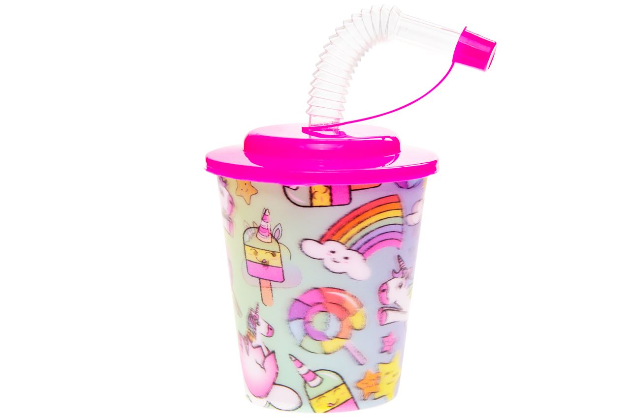 UNICORN THEME 3D CUPS WITH STRAW AND LID 12/PK. LG8171