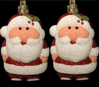 2 CHRISTMAS HANGING GLITTER SANTA BAUBLES. 53679 \\\53679