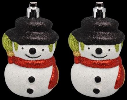2 CHRISTMAS HANGING GLITTER SNOWMAN BAUBLES. 54393 \\\54393