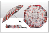 BLACK WHITE RED LONDON MONTAGE COLLAPSIBLE UMBRELLA & COVER. EL72099