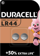 DURACELL AG13 LR44 SR44 L1154 357 A76 BUTTON CELL BATTERY 2/PK. DLLR44B2