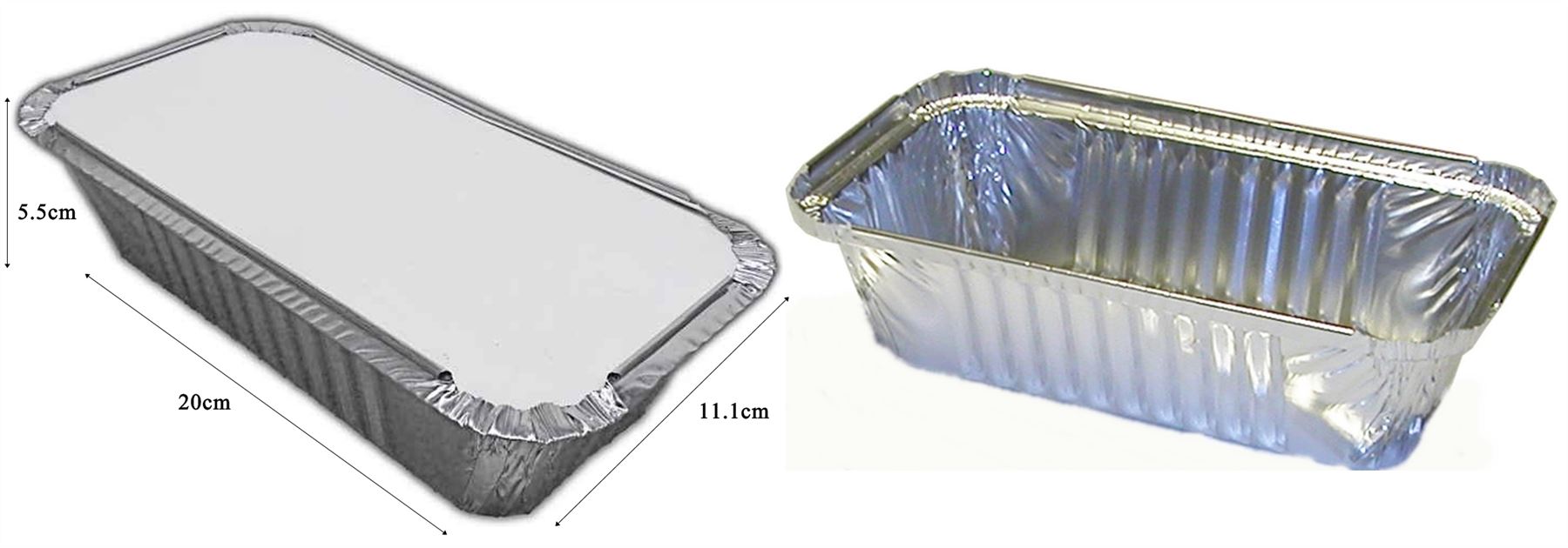 6 LARGE SILVER FOIL CONTAINER DISHES WITH LIDS 200 X 111 X 55 MM. VFPK6DL \\\5803