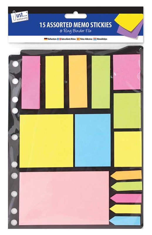 JUST STATIONERY NEON MEMO STICKERS ON RING BINDER FOLDER. 5928 \\\5928