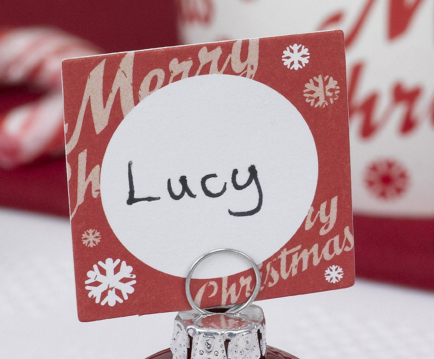 10 RED MERRY CHRISTMAS PLACE CARDS SQUARE. 599608 \\\599608