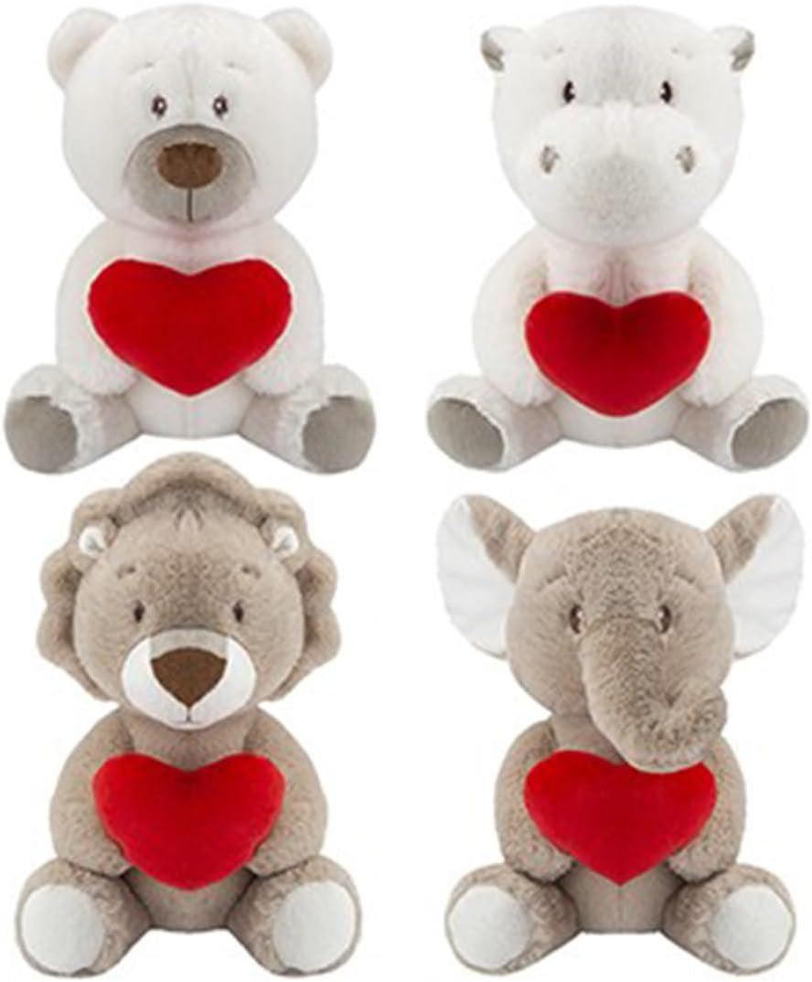 PMS ASSORTED COFFE & CREAM WILD ANIMAL WITH LOVE HEART TEDDY BEAR 27CM. PI445052