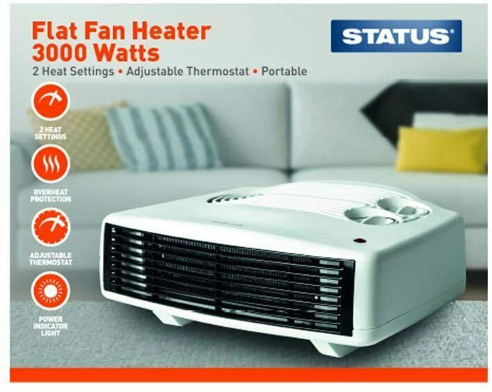 STATUS 3000W PORTABLE ELECTRIC FAN HEATER WITH ADJUSTABLE THERMOSTAT CARAVAN 4. FFH1P3000W1PKB