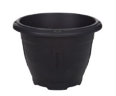 WHITEFURZE ROUND VENETIAN PLANTER 33CM BLACK. G020165