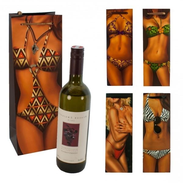 ASSORTED DESIGN WINE BOTTLE PAPER GIFT BAG SEXY GIRL. 612454_2 \\\612454_2