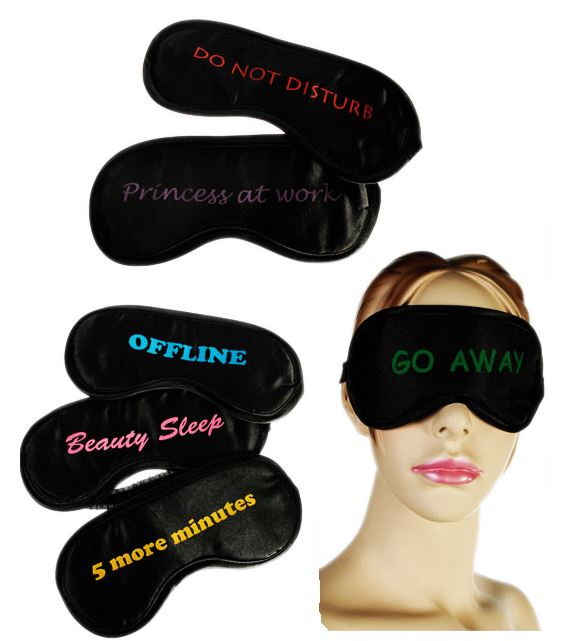 EYE MASK BLACK WITH ENGLISH SLOGANS 6 ASSORTED DESIGN (SEND ONLY 1 PIECE!). 612557 \\\612557