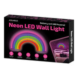BATTERY OPERATED / USB POWERED NEON LED WALL LIGHT  30CM X 16CM- RAINBOW. AQN01