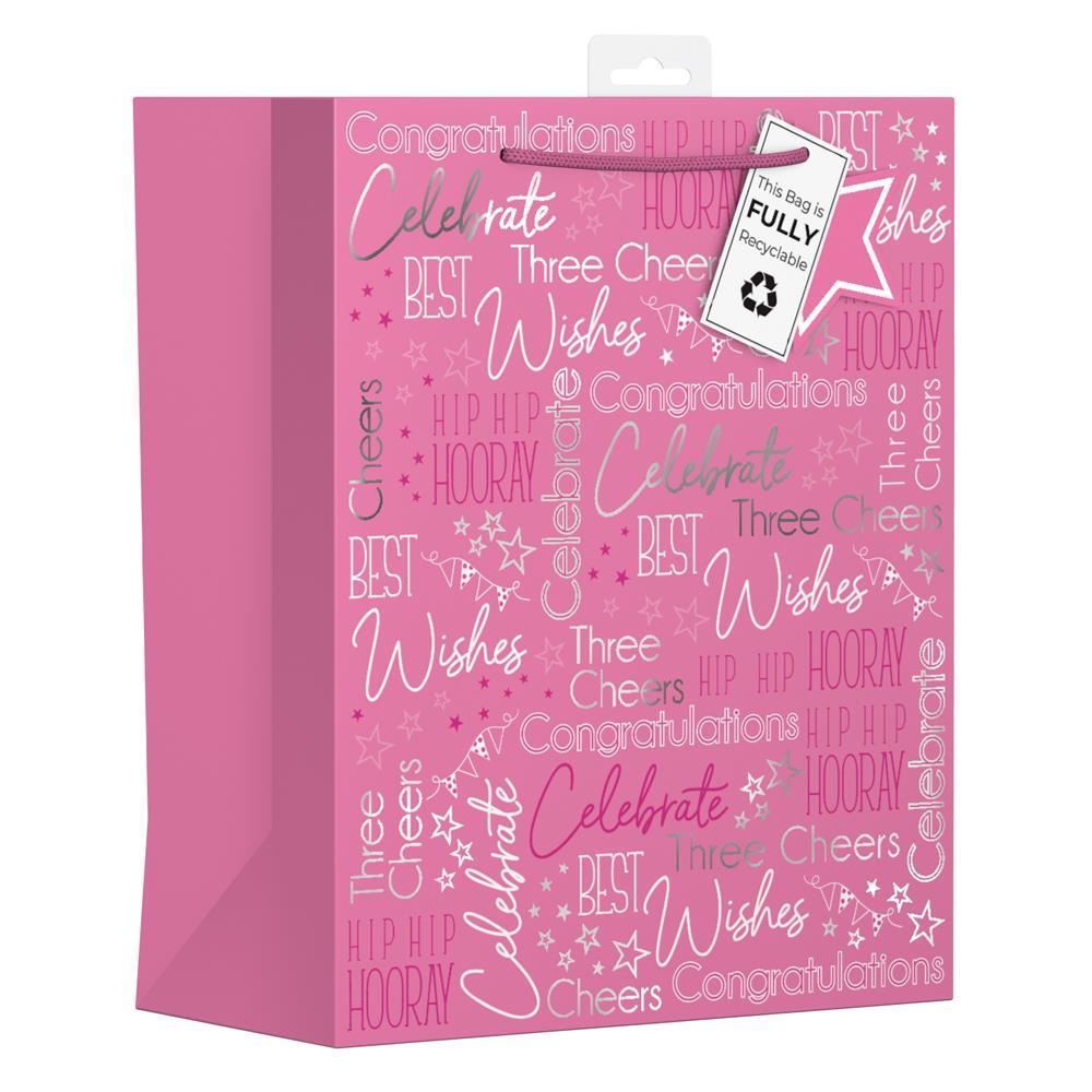 GIFTMAKER FEMALE BIRTHDAY TEXT LARGE GIFT BAGS APX 36 X 28 CM. YANGB42L
