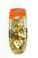 SHAW X NO. 4 / EXTRA LARGE BRASSED PLATED PICTURE HOOKS & PINS 10/PK. FS12890