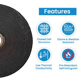 AEROFLEX ECOTAPE SELF ADHESIVE INSULATION FOAM TAPE 50MM X 3MM X 9.1M. 5010300045103