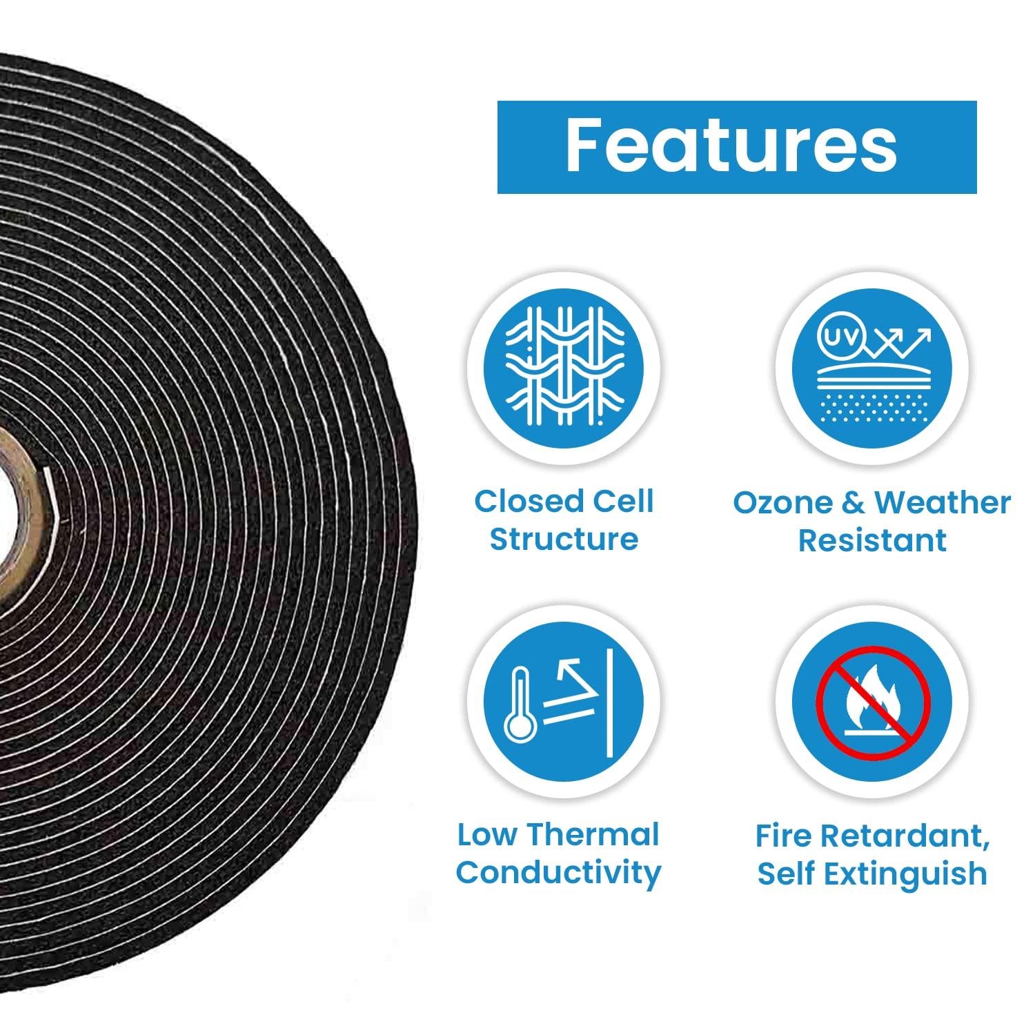 AEROFLEX ECOTAPE SELF ADHESIVE INSULATION FOAM TAPE 50MM X 3MM X 9.1M. 5010300045103