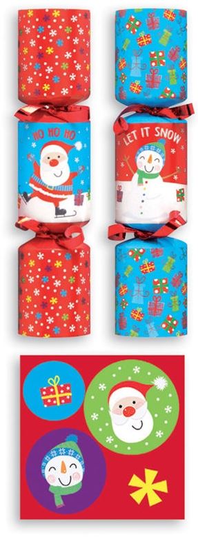 6 CHRISTMAS CRACKERS SANTA SNOWMAN DESIGN. CRNO