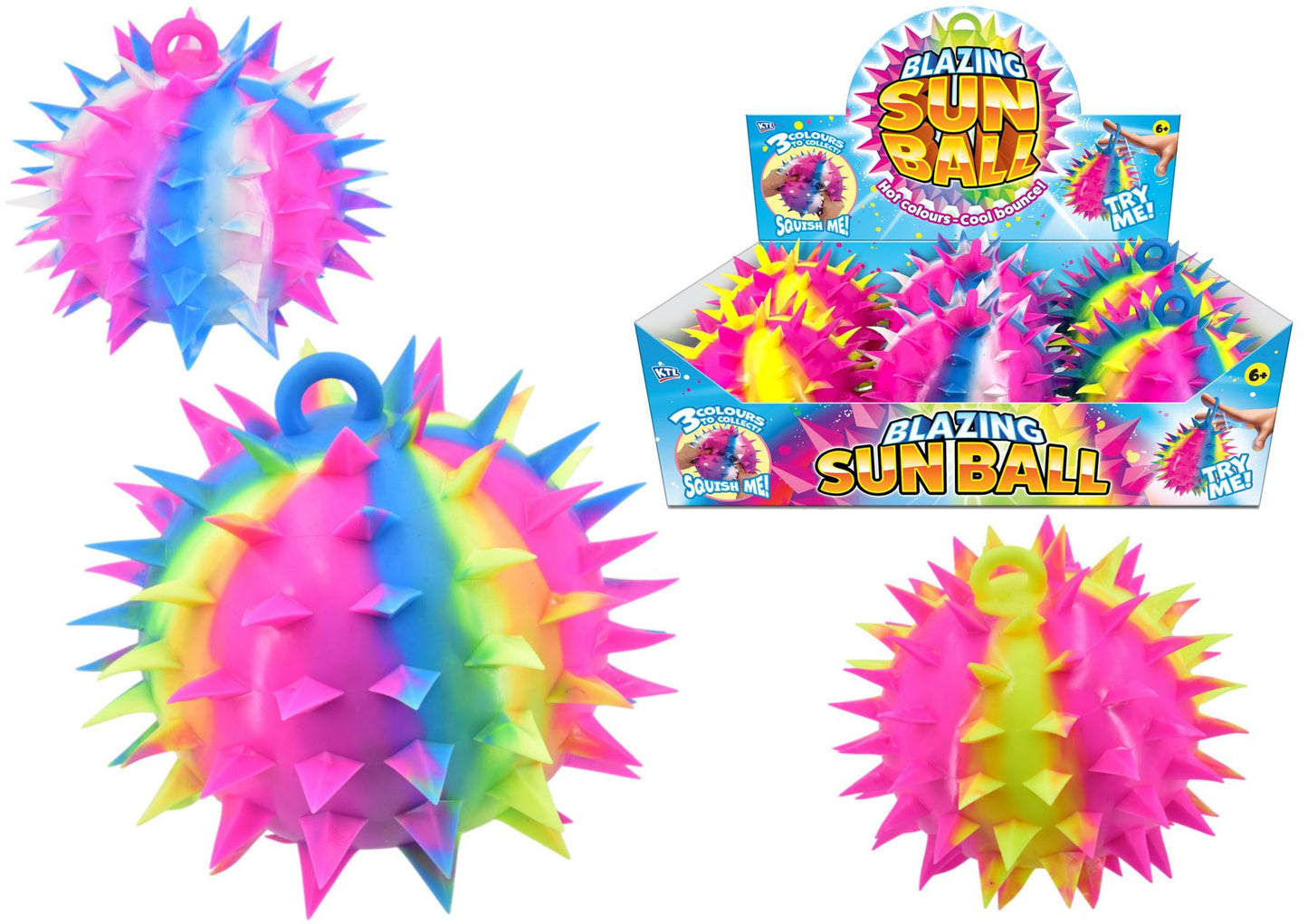 ASSORTED JUMBO SPIKEY RAINBOW BALL 17CM. TY3916