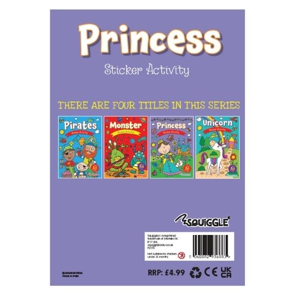 A4 UNICORN OR PRINCESS DESIGN MY FUN STICKER ACTIVITY BOOK ONE PCS. P2190