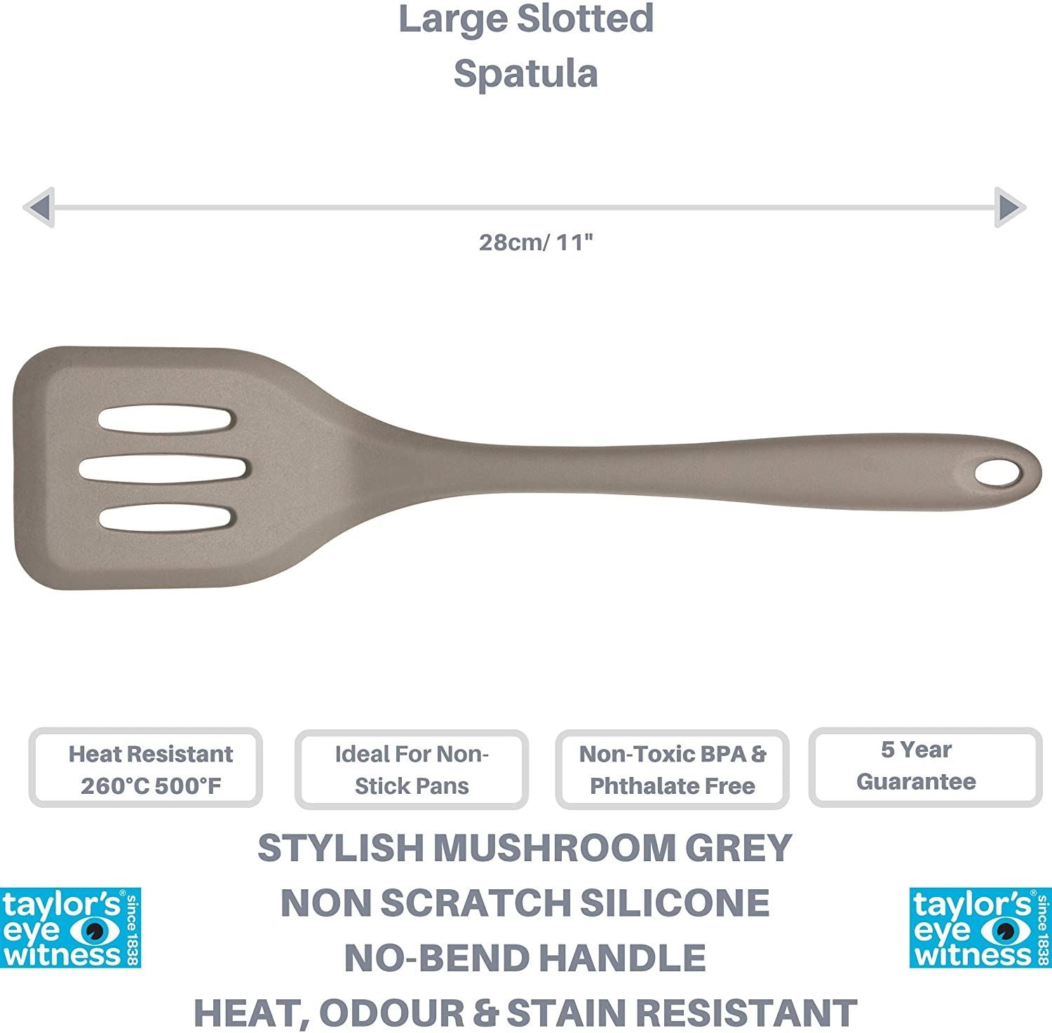 TAYLORS EYE WITNES GREY SILICONE SLOTTED TURNER 27CM. LTS007