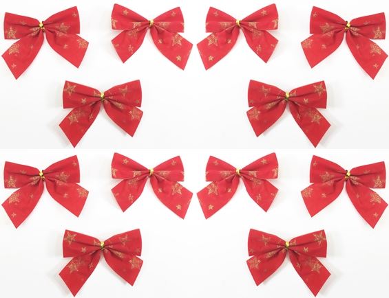 12 GLITTER VALVET CHRISTMAS RED BOW 85MM X 70MM. 7554 \\\7554