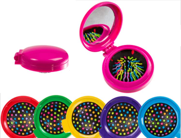 ASSORTED COLOUR POCKET MIRROR WITH BRUSH. 763348 CN037 \\\763348