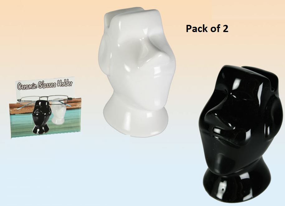 ASSORTED BLACK OR WHITE CERAMIC GLASS HOLDER ISLAND HEAD. 783970 \\\783970