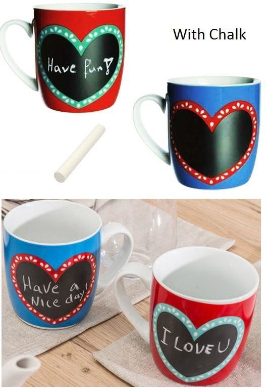 BLUE WRITEABLE PORCELAIN MUG HEART WITH CHALK. 788214BLUE \\\788214BLUE