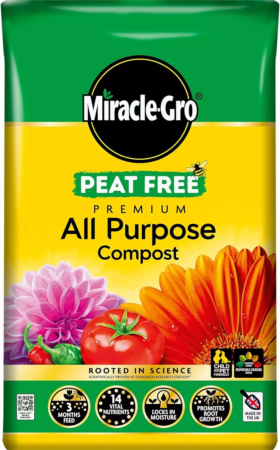MIRACLE-GRO PREMIUM ALL PURPOSE PEAT FREE COMPOST 75LTR