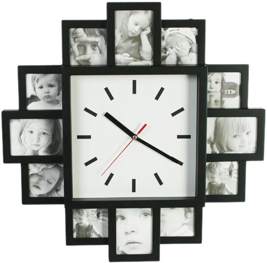 PLASTIC WALL CLOCK WITH 12 PHOTO FRAMES. 793015 \\\793015