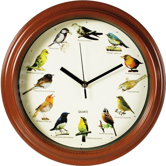 PLASTIC WALL CLOCK WITH BIRD SOUND 33CM. OB793151 \\\793151