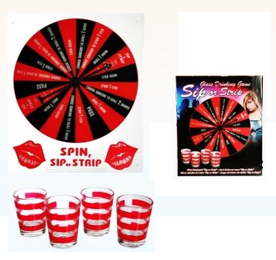 DRINKING GAME SIP OR STRIP WITH 4 GLASSES. 793939 \\\793939