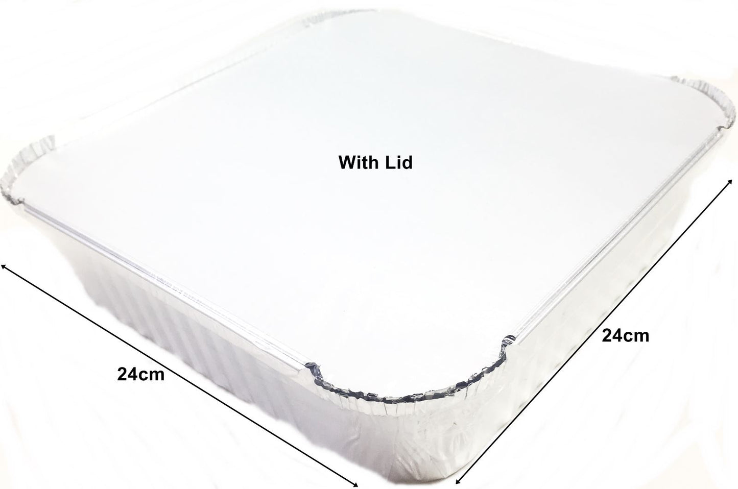 ESSENTIAL ALUMINIUM FOIL SQUARE DISH 24CM WITH LID 2/PK. FDSQAL \\\8000099